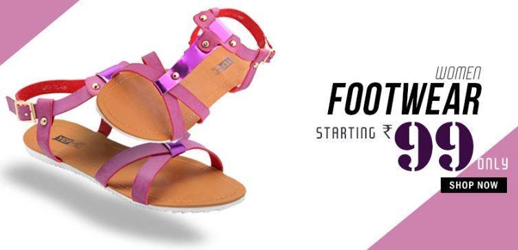 Get Womens Footwear start from only 99 Rs